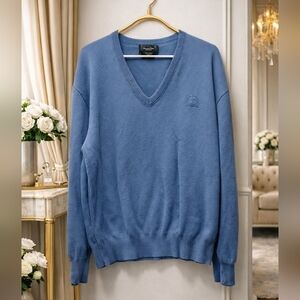Christian Dior Mens XL V-Neck Sweater in Classic Blue